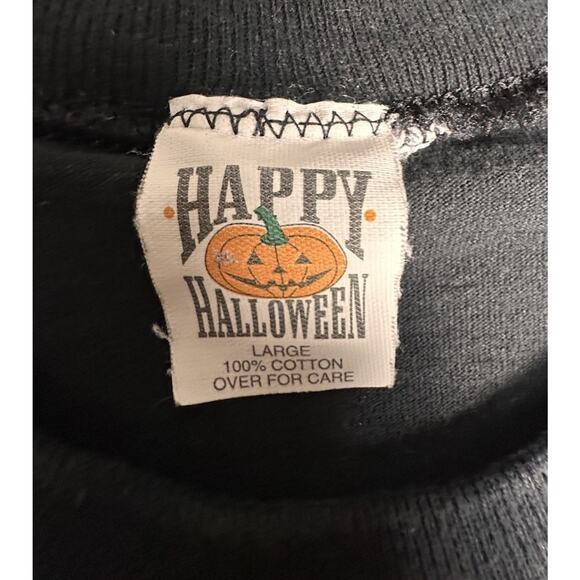 Vtg Halloween Pumpkin Kitty 1996 90s All Over Print T-shirt Unisex Sz L Costume - Picture 2 of 16